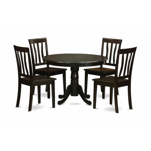 5 Piece Kitchen Table Set-Drop Leaf Table and 4 Dinette Chairs - Cappuccino