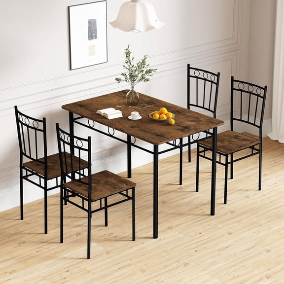 5-Piece Kitchen Table and Chairs, Rectangular Dining Room Table Set with 4 Chairs, Space-Saving Kitchen Table Set for Small Space,Dinette,Apartment