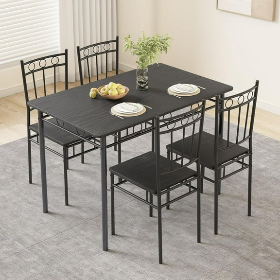 5-Piece Kitchen Table and Chairs, Rectangular Dining Room Table Set with 4 Chairs, Space-Saving Kitchen Table Set for Small Space,Dinette,Apartment