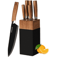 thumbnail image 1 of 5-Piece Knife Set with Block,Wood Grain Handle,Stainless Steel kitchen Knivese, 1 of 7