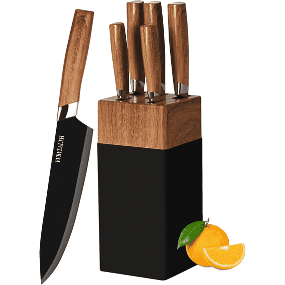 5-Piece Knife Set with Block,Wood Grain Handle,Stainless Steel kitchen Knivese