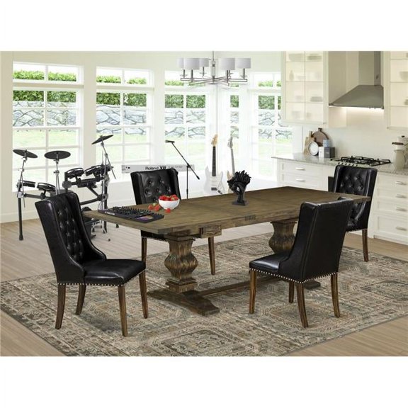 5 Piece Lassale Kitchen Dining Room Set - Distressed Jacobean & Black