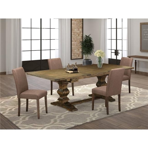 5 Piece Lassale Kitchen Table Set - Distressed Jacobean & Light Sable