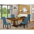 thumbnail image 1 of 5 Piece Lassale Wooden Dining Table Set - Antique Walnut, Black & Mineral Blue, 1 of 1