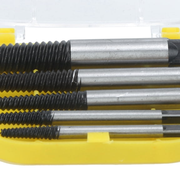 5-Piece Left-Hand Spiral Screw Extractor Set, HSS Broken Bolt Removal Tool Kit for Wood, Iron & Steel Screws 5Pcs Broken Bolts Stripped Threads