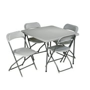 5 Piece Light Gray Resin Folding Table and Chair set