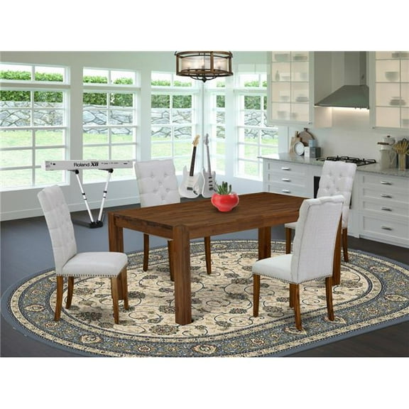 5 Piece Lismore Modern Dining Set - Sand Blasting Antique Walnut