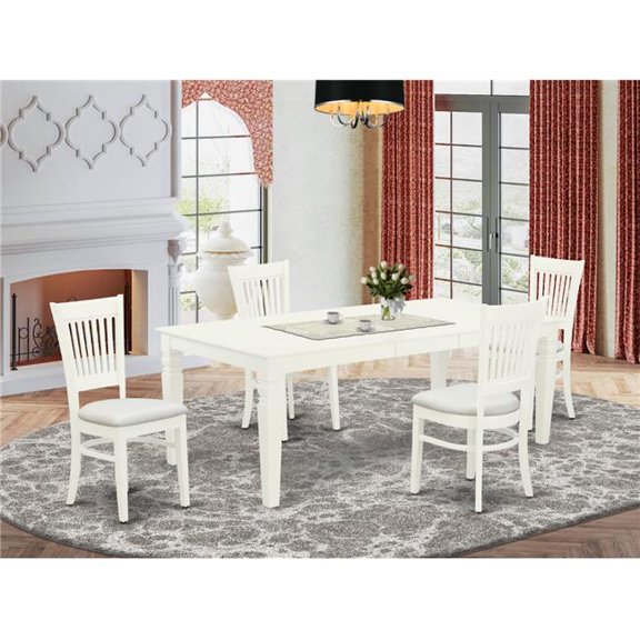 5 Piece Logan Dining Room Table Set - Linen White