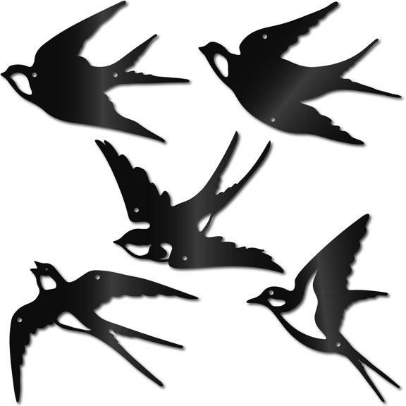 5 Piece Love Swallow Metal Wall Art Iron Wall Display Hanging Wall Decor Home Decoration Simple 5.9x7.9 Inch Black