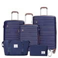 thumbnail image 1 of 5-Piece Luggage Set, 20/24/28 inch hardshell suitcases expandable duffel bag toiletry bag, Blue, 1 of 7