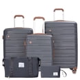 thumbnail image 1 of 5-Piece Luggage Set, 20/24/28 inch hardshell suitcases expandable duffel bag toiletry bag, Gray, 1 of 7