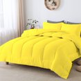 thumbnail image 1 of 5 Piece Luxurious Straight Line Pattern Comforter All Season 800 Threads Count Oversized Super King Size - Ultra Soft 550 GSM 100% Egyptian Cotton (Solid Yellow Colour ), 1 of 6