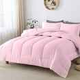 thumbnail image 1 of 5 Piece Luxurious Straight Line Pattern Comforter All Season 800 Threads Count Twin/Twin XL Size - Ultra Soft 550 GSM 100% Egyptian Cotton (Solid Baby Pink Colour ), 1 of 6