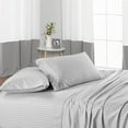 thumbnail image 1 of BEDDING BEGS-5 PC Luxury Sheet Set-18 inch Deep Pocket-400 TC-100% Egyptian Cotton-Hotel Quality & Soft-Light Gray Stripe, Cal King Size., 1 of 7