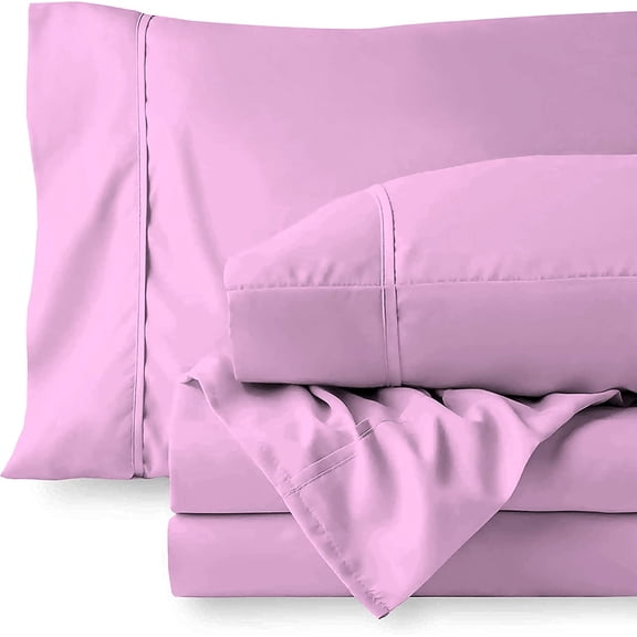 5 Piece Luxury Bed Sheet Set - 18 Inch Deep Pocket - 400 Thread Count - 100% Egyptian Cotton - Extra Soft and Luxury, Easy Care - Pink Solid, Queen Size.