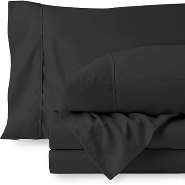 5 Piece Luxury Bed Sheet Set - 22 Inch Deep Pocket - 400 Thread Count - 100% Egyptian Cotton - Extra Soft and Luxury, Easy Care - Black Solid, Twin Size.