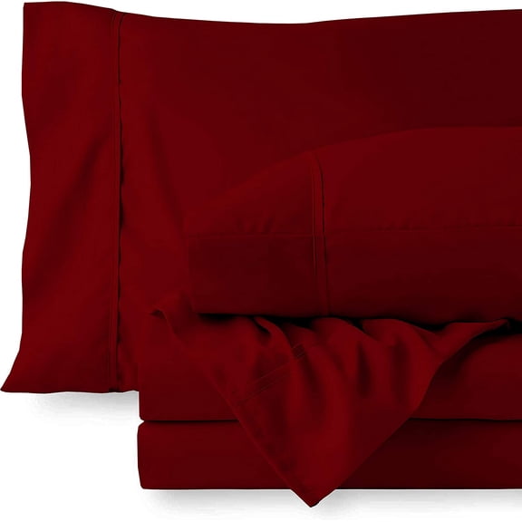 5 Piece Luxury Bed Sheet Set - 30 Inch Deep Pocket - 400 Thread Count - 100% Egyptian Cotton - Extra Soft and Luxury, Easy Care - Burgundy Solid, Cal King Size.