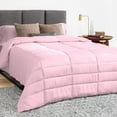 thumbnail image 1 of 5 Piece Luxury Long Box Pattern Comforter By D.N.G. BEDDINGS Set Premium Super Soft, All Season, 800 Thread Count, 100% Egyptian Cotton, Full/Queen Size Light Pink Color, 1 of 5