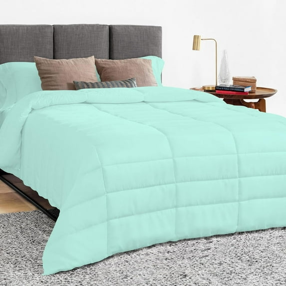 5 Piece Luxury Long Box Pattern Comforter By D.N.G. BEDDINGS Set Premium Super Soft, All Season, 800 Thread Count, 100% Egyptian Cotton, King/California King Size Aqua Blue Color
