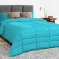 thumbnail image 1 of 5 Piece Luxury Long Box Pattern Comforter By D.N.G. BEDDINGS Set Premium Super Soft, All Season, 800 Thread Count, 100% Egyptian Cotton, Oversized Super King Size Turquoise Blue Color, 1 of 5