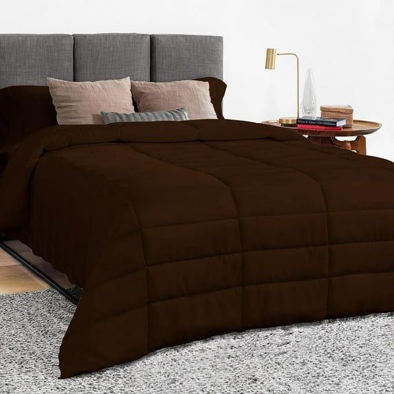 5 Piece Luxury Long Box Pattern Comforter By D.N.G. BEDDINGS Set Premium Super Soft, All Season, 800 Thread Count, 100% Egyptian Cotton, Twin/Twin XL Size Chocolate Color
