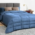 thumbnail image 1 of 5 Piece Luxury Long Box Pattern Comforter By D.N.G. BEDDINGS Set Premium Super Soft, All Season, 800 Thread Count, 100% Egyptian Cotton, Twin/Twin XL Size Medium Blue Color, 1 of 5