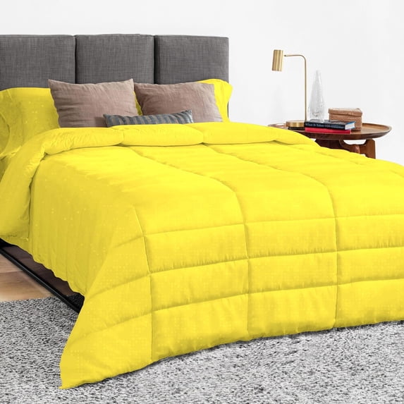 5 Piece Luxury Long Box Pattern Comforter By D.N.G. BEDDINGS Set Premium Super Soft, All Season, 800 Thread Count, 100% Egyptian Cotton, Twin/Twin XL Size Yellow Color