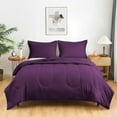 thumbnail image 1 of 5 Piece Luxury Thicker Pattern Comforter Set, 800 TC, 100% Egyptian Cotton, Super King Size Plum Solid Color, 1 of 6