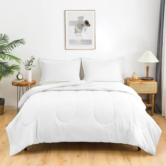 5 Piece Luxury Thicker Pattern Comforter Set, 800 TC, 100% Egyptian Cotton, Twin/Twin XL Size White Solid Color