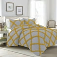 thumbnail image 1 of 5 Piece Luxury Two Tone Diamond Ruffle Pattern Comforter Set Super Soft, All Season 800 Thread Count, 100% Egyptian Cotton, Super King Size Silver-Gold Color, 1 of 4