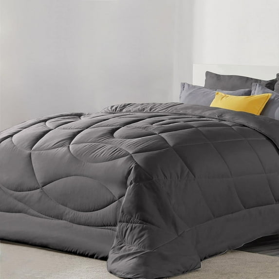 5 Piece Luxury U Shape Pattern Comforter By D.N.G. BEDDINGS Set Premium Super Soft, 1000 Thread Count 100% Egyptian Cotton Super King Size Dark Grey Color