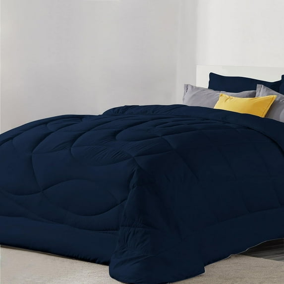 5 Piece Luxury U Shape Pattern Comforter By D.N.G. BEDDINGS Set Premium Super Soft, 1000 Thread Count 100% Egyptian Cotton Twin/Twin XL Size Navy Color