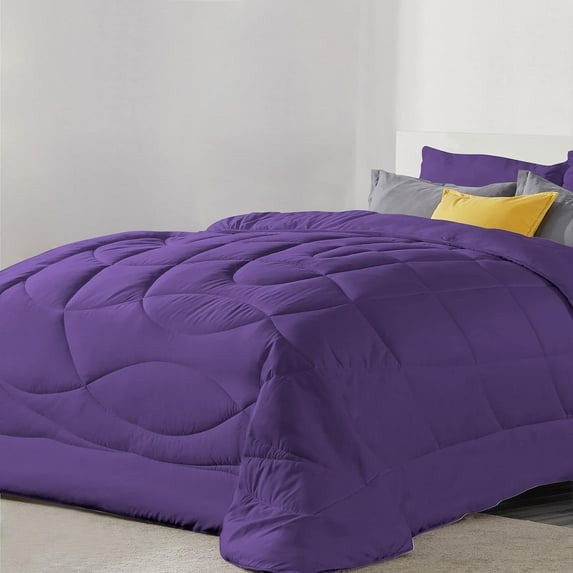 5 Piece Luxury U Shape Pattern Comforter By D.N.G. BEDDINGS Set Premium Super Soft, 1000 Thread Count 100% Egyptian Cotton Twin/Twin XL Size Purple Color