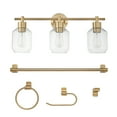 thumbnail image 1 of Globe Electric Matte Brass Modern 5-Piece All-In-One Bathroom Set with Vanity Light, LED Bulbs, 1 of 10