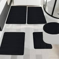 thumbnail image 1 of 5-Piece Memory Foam Bath Mat Set - Non-Slip, Machine Washable, Water-Absorbent Rugs for Bathroom - Includes Toilet Lid Cover, U-Shaped Contour Rug Black, 1 of 7