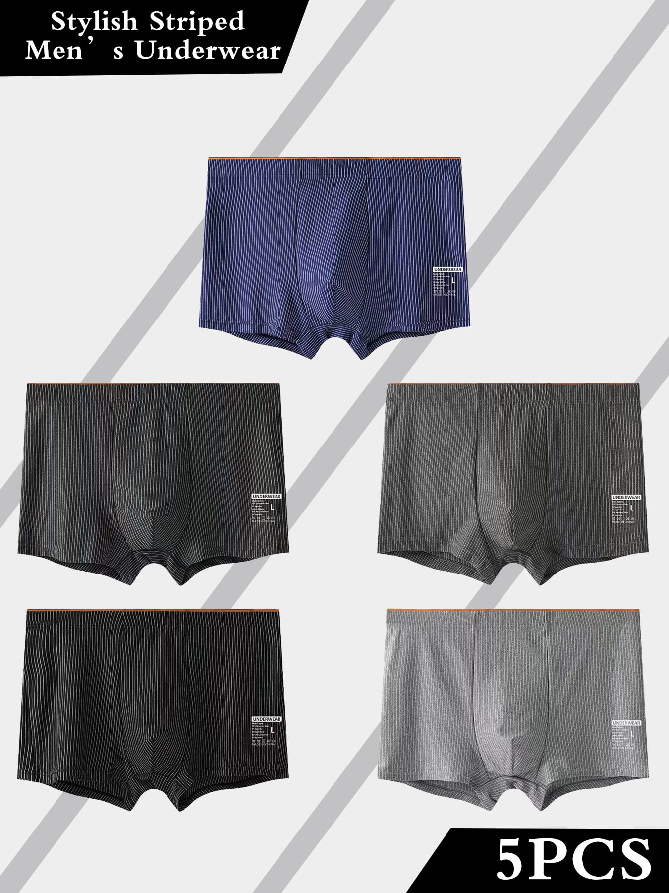 Split Design Boxer 5-Piece Men's Striped Boxers | Minimalist Striped Design Full of Trendy ...