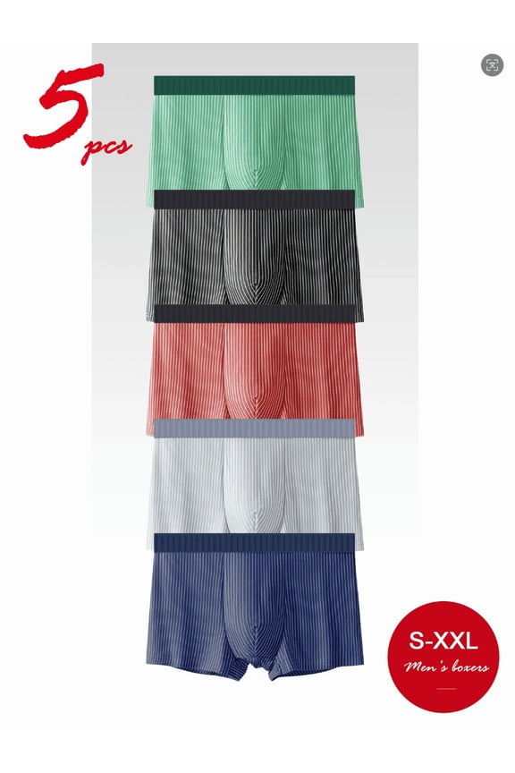 5-Piece Men's Striped Boxers | Retro Stripes + Color-Block Waistband Full of Trendy Vibe, Breathable & Skin-Friendly Like Cloud Wrapping, Snug Fit Without Tightness