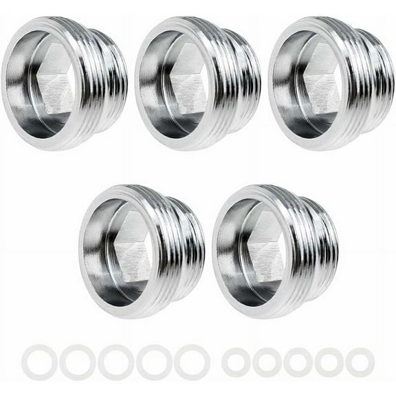 5-Piece Metal Faucet Adapter Kitchen 18Mm Male Connector To 22Mm Male Connector Aerator Brass Connector Water Filter External Thread Connector Female Connector