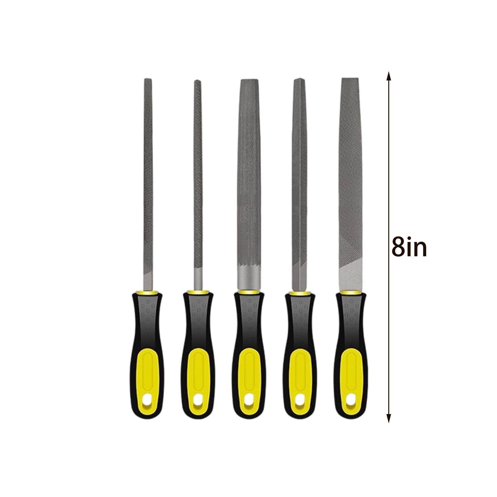 5-Piece Metal File Set with Handles, High Carbon Steel Flat, Half-Round ...