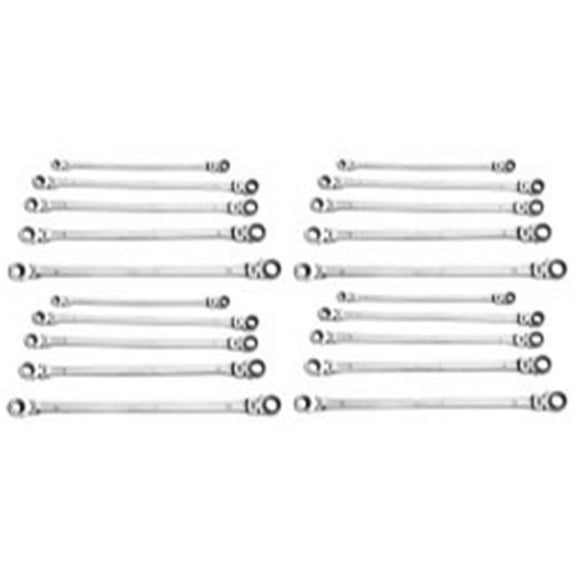5 Piece Metric Double Box Universal Spline Reversible Ratcheting Wrench Set - Set of 4
