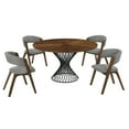 thumbnail image 1 of 5 Piece Mid Century Modern Dining Table Set, Brown and Gray, 1 of 5