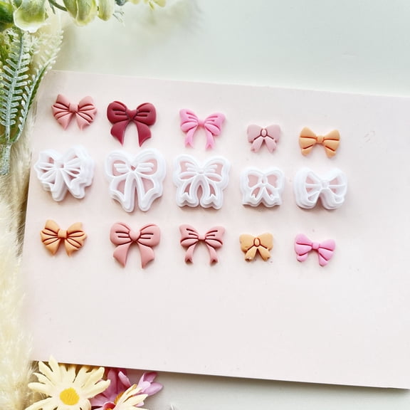 5-Piece Mini Bow Soft Clay Mold Set for Polymer Clay, Air-Dry Clay, DIY Crafts, Gift Making, and Scrapbooking Embellishments