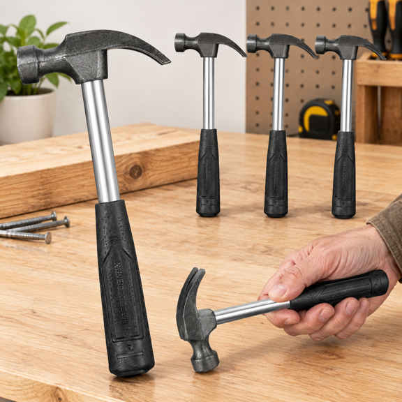 5-Piece Mini Claw Hammer Set with Rubber Handle for Home Repair and Crafts
