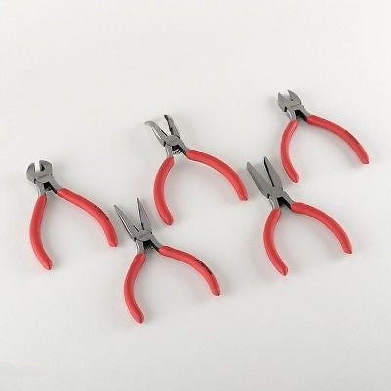5 Piece Mini Hobby Plier Tool Set Kit Needle Nose End Nippers Dikes Flat Bent Nose