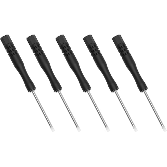 5-Pack (3mm) Mini Slotted Screwdrivers - (3.1 inch-80mm) Total Length Precision Flat Head Pocket Driver - Heat-Treated Tool Steel for Watch, Eyeglasses & Electronics Repair