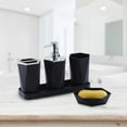 thumbnail image 1 of 5-Piece Modern Bathroom Accessory Set - Soap Dispenser, Dish, Toothbrush Holder, Cup, Tray, Black White Gray, 1 of 7