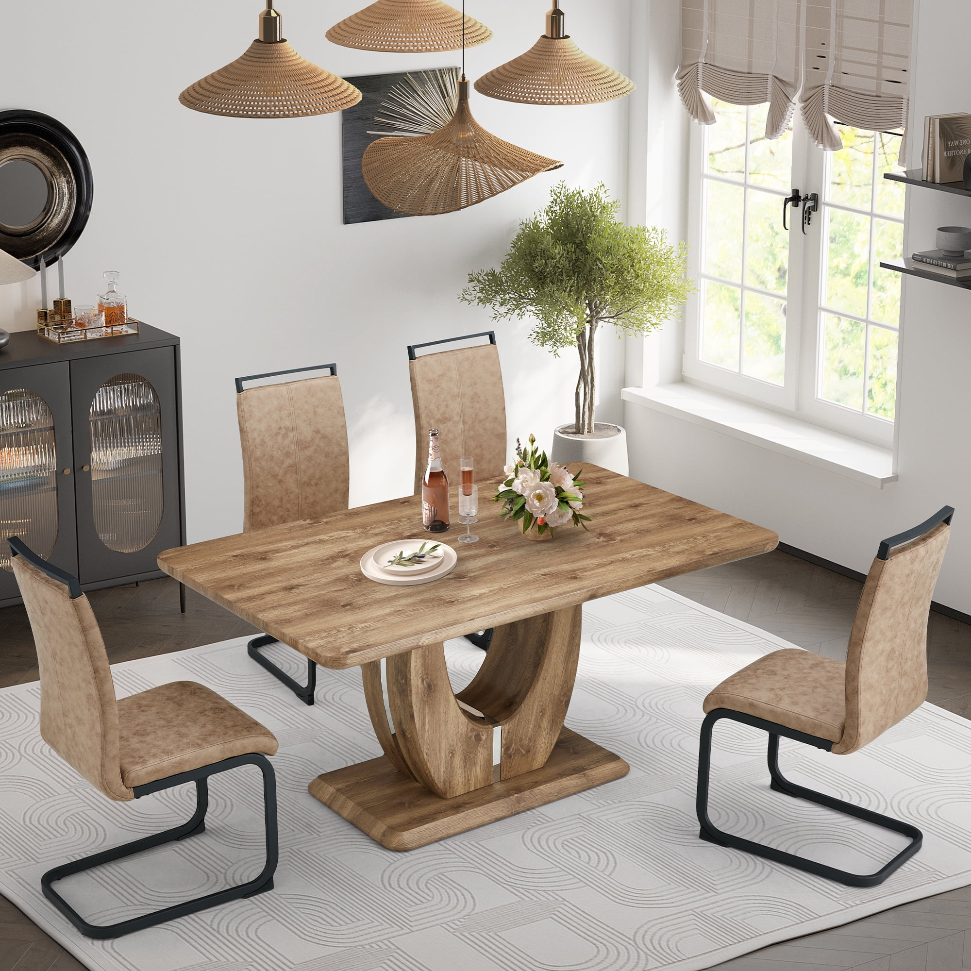 5 Piece Modern Dining Table Set,Dining Table Table Set for 4 Person ...