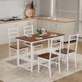 thumbnail image 1 of 5-Piece Modern Dining Table Set for 4,Wood Kitchen Table Chairs Set for Small Place, Kitchen, Dining Room,Brown+White, 1 of 6
