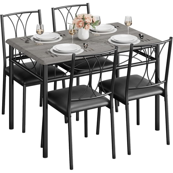 5-Piece Modern Dining Table and Chairs Set, Space-Saving Kitchen Table and Chairs, Compact Breakfast Nook Set for Small Spaces, Easy to Assemble