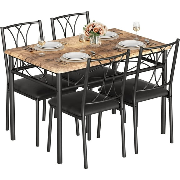 5-Piece Modern Dining Table and Chairs Set, Space-Saving Kitchen Table and Chairs, Compact Breakfast Nook Set for Small Spaces, Easy to Assemble